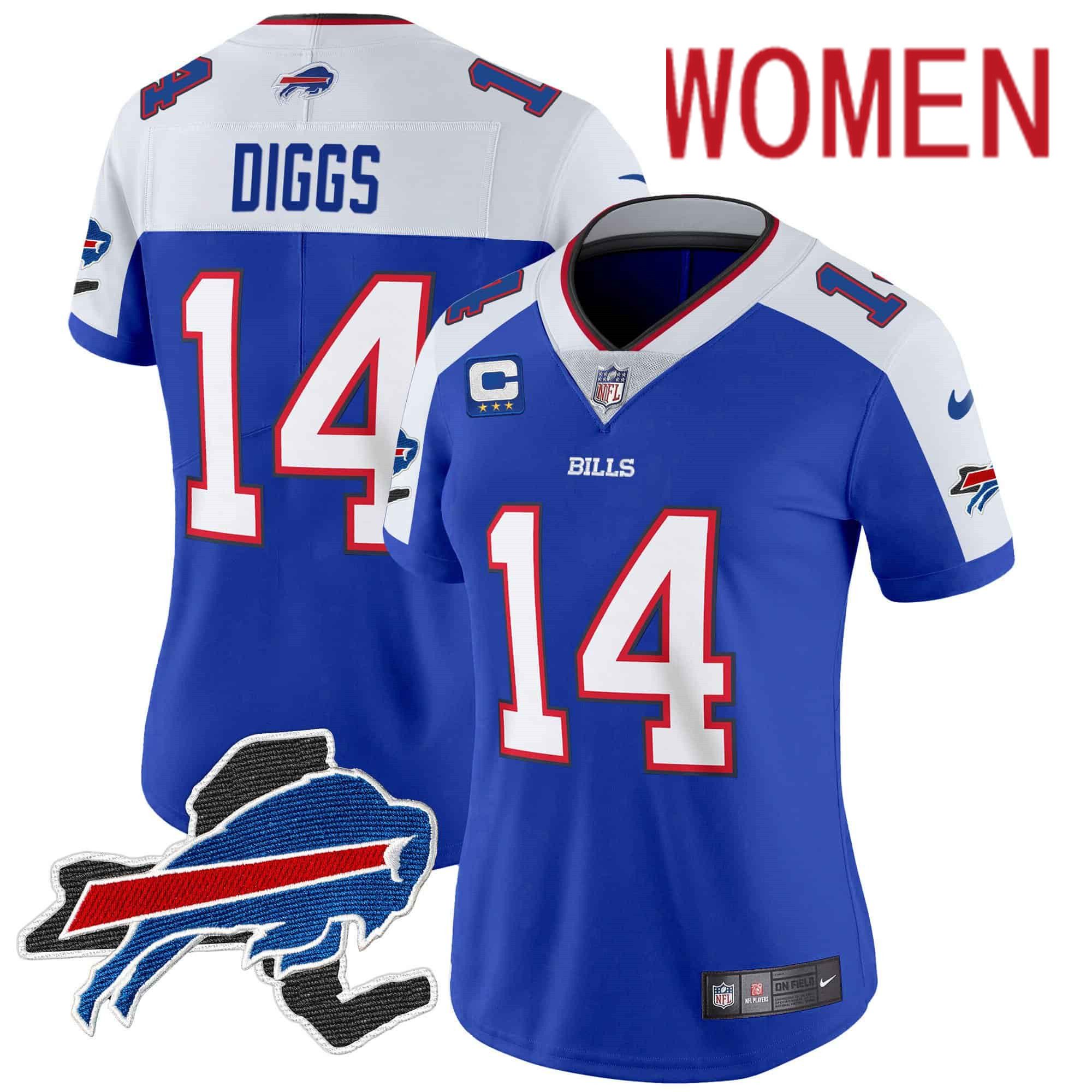 Women Buffalo Bills #14 Diggs Blue 2024 Nike Patch Vapor Limited NFL Jersey